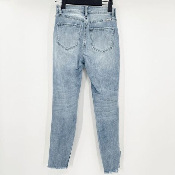 Kancan Side Zip Detail Ankle Skinny Jeans Women's Sz 1 / 24 Light Wash Mid Rise - Picture 2 of 5